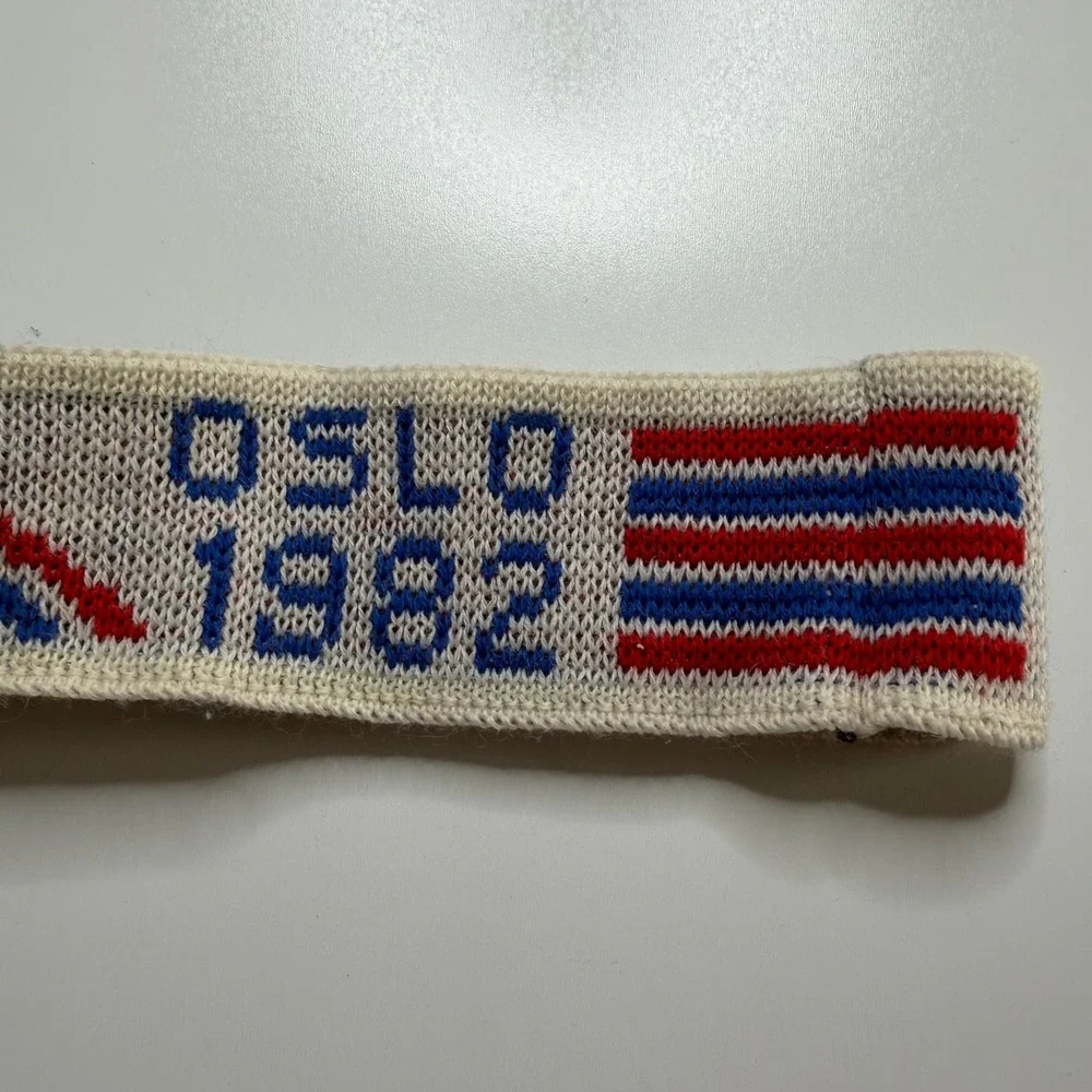 CHAWO OF NORWAY SKI Headband Cream Oslo 1982 Knit Wool Unisex Winter